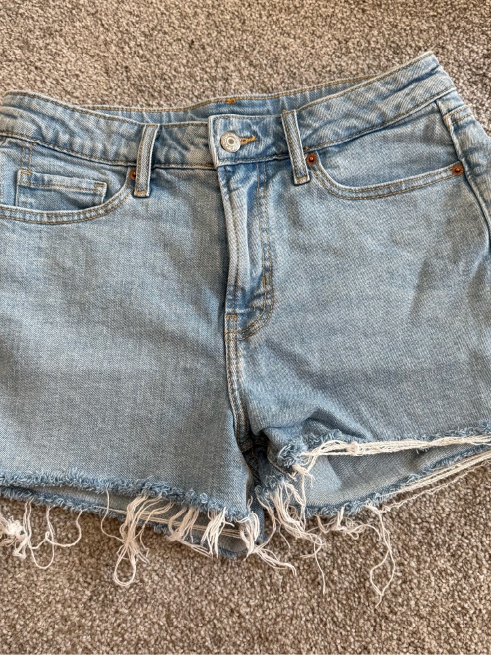 Light Blue Distressed High Rise Denim Shorts Old Navy 6